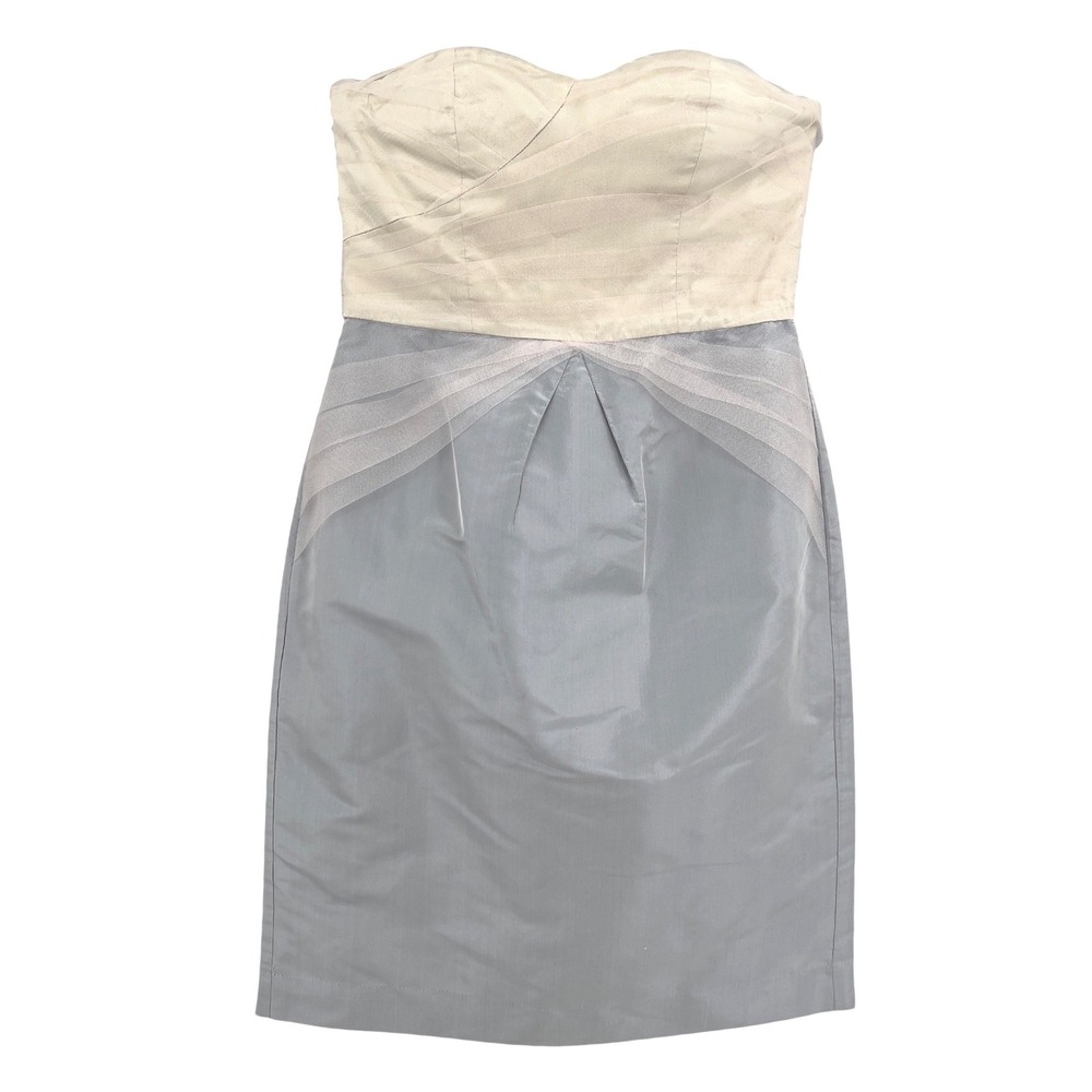 Banana Republic Strapless Cocktail Dress Gray Champagne Tulle 2